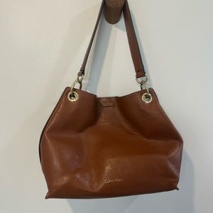 Calvin Klein Hobo Bag Brown Copper Leather